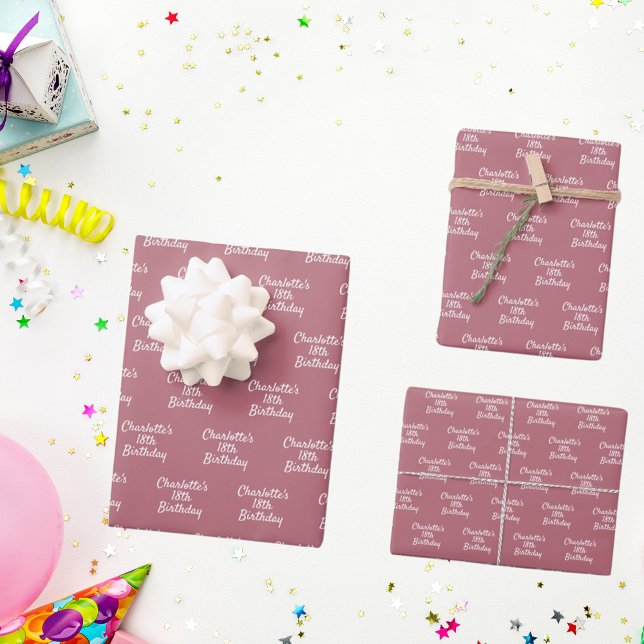 Birthday rose gold name script wrapping paper sheet (Creator Uploaded)