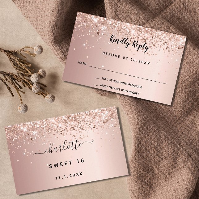 Birthday rose gold party RSVP  Enclosure Card (Creator Uploaded)