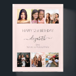 Birthday rose gold photo collage friends paperweight<br><div class="desc">A gift from friends for a woman's 21st birthday, celebrating her life with a collage of 6 of your high quality photos of her, her friends, family, interest or pets. Personalise and add her name, age 21 and your names. Dark grey text. A girly rose gold, blush pink background colour....</div>