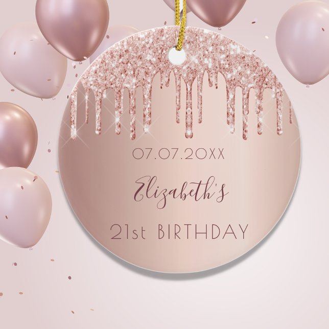 Birthday rose gold pink friends ceramic tree decoration (Creator Uploaded)