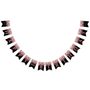 Birthday rose gold pink glitter glam 21st bunting