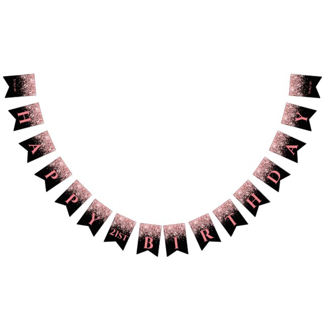 Birthday rose gold pink glitter glam 21st bunting  (All)