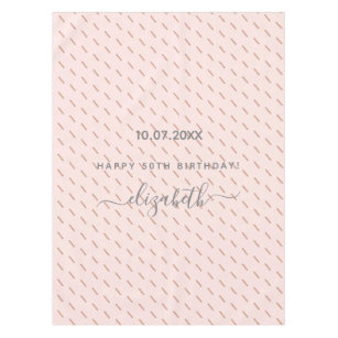 Birthday rose gold pink glitter pattern monogram tablecloth