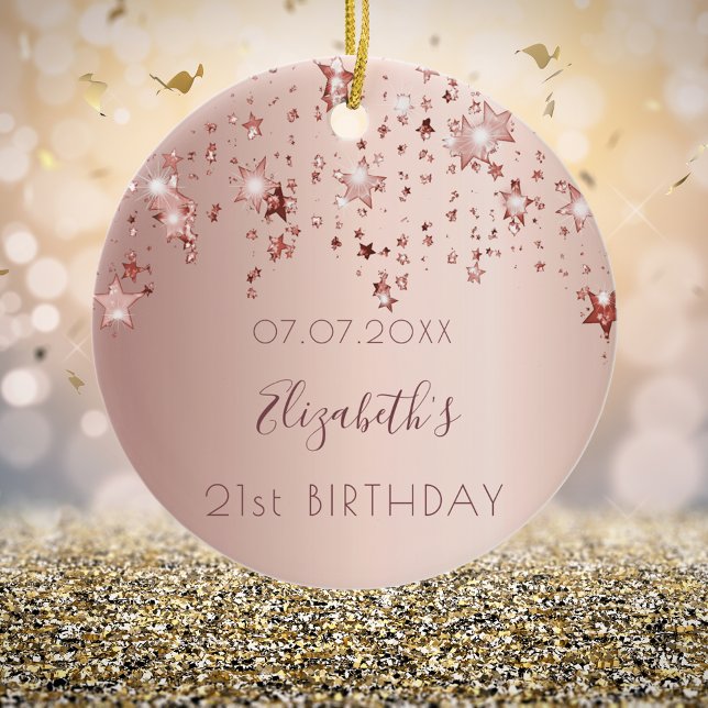 Birthday rose gold pink stars from friends ceramic tree decoration (Creator Uploaded)