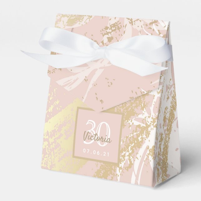 Birthday rose gold pink white gold favour box (Front Side)