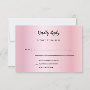 Birthday rose gold purple bow RSVP card
