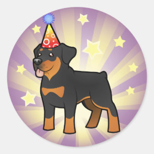 Birthday Rottweiler Classic Round Sticker