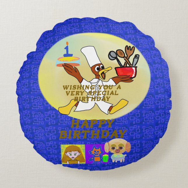 Birthday  round cushion (Front)