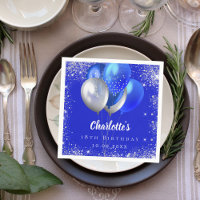 Birthday royal blue balloons glitter