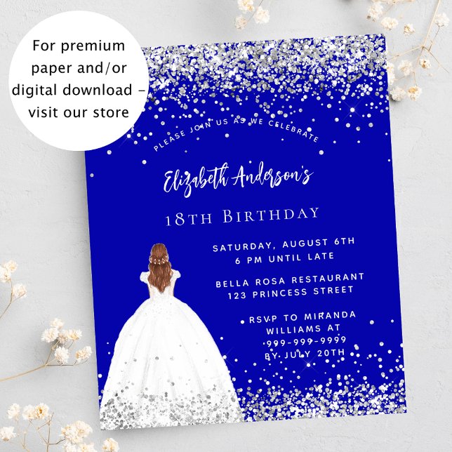 Birthday royal blue dress budget invitation flyer (Creator Uploaded)