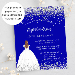 Birthday royal blue dress invitation