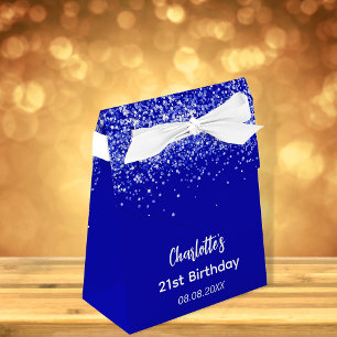 Birthday royal blue glitter name thank you favour box