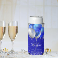 Birthday royal blue gold balloons monogram name