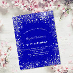 Birthday royal blue silver glitter dust glam invitation postcard<br><div class="desc">A modern, stylish and glamourous invitation for a 21st (or any age) birthday party. A royal blue background, decorated with faux silver glitter dust. Personalise and add your name and party details. Back: royal blue colour, postcard design. Tip: If you don't want it to look like a postcard, click customise,...</div>