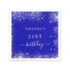 Birthday royal blue silver glitter dust monogram