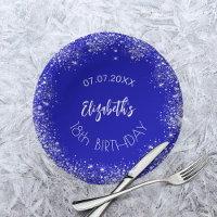 Birthday royal blue silver glitter name