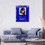 Birthday royal blue silver glitter photo welcome poster<br><div class="desc">A welcome poster for a girly and glamourous 30th (or any age) birthday party.  A royal blue background with elegant faux silver sparkles.  Personalise and add a photo,  name and age 30.  White letters.</div>