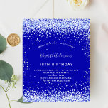 Birthday royal blue white budget invitation flyer<br><div class="desc">Please note that this invitation is on flyer paper and very thin. Envelopes are not included. For thicker invitations (same design) please visit our store. A modern, stylish and glamourous invitation for a 18th (or any age) birthday party. A royal blue background, decorated with faux glitter sparkles. Personalise and add...</div>
