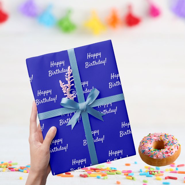 Birthday royal blue white wrapping paper (Creator Uploaded)
