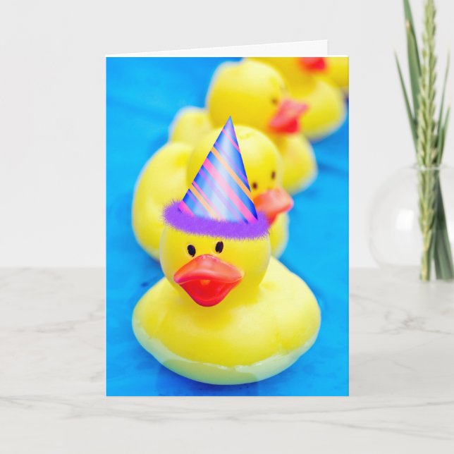 Birthday Rubber Ducks In Pool  Card (Front)
