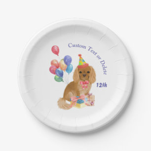 Birthday Ruby Cavalier King Charles Spaniel   Paper Plate