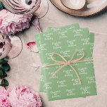 Birthday sage green white name wrapping paper sheet<br><div class="desc">Elegant,  trendy party wrapping paper sheets. A sage green background,  white text.
Personalise and add a name and age.</div>