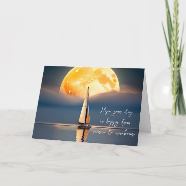 Birthday Sailboat In Moonlight Card (Front)