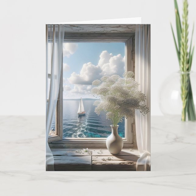 Birthday Sailboat View In Window Card (Front)