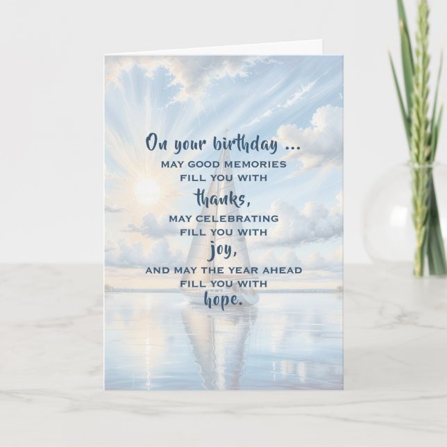 Birthday Sailboat With Sunrise Card (Front)