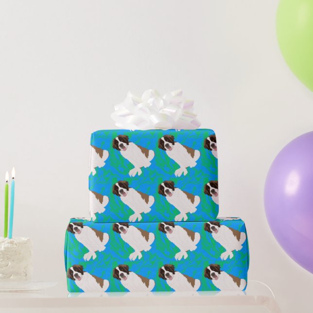 Birthday Saint Bernard Wrapping Paper (Party Gifts)
