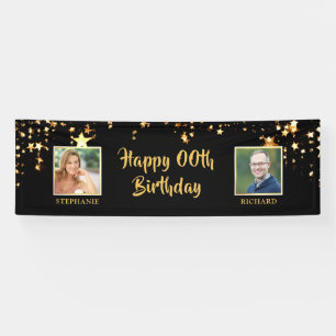 Birthday Same Age Any Year Two People Gold Stars Banner
