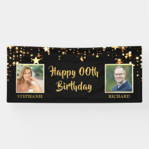 Birthday Same Age Any Year Two People Gold Stars Banner