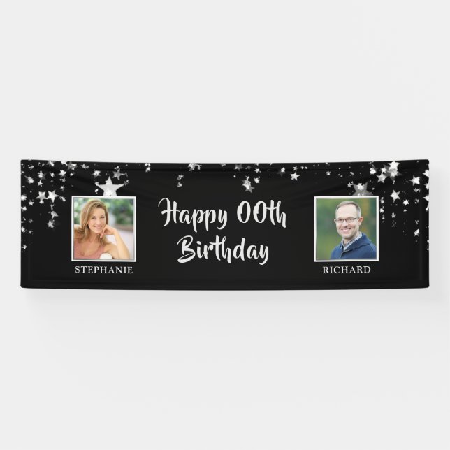 Birthday Same Age Any Year Two People Silver Banner (Horizontal)