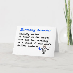 Birthday Samurai - a funny birthday poem Card
