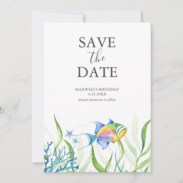 Birthday Save The Date Cards Fish (Front)