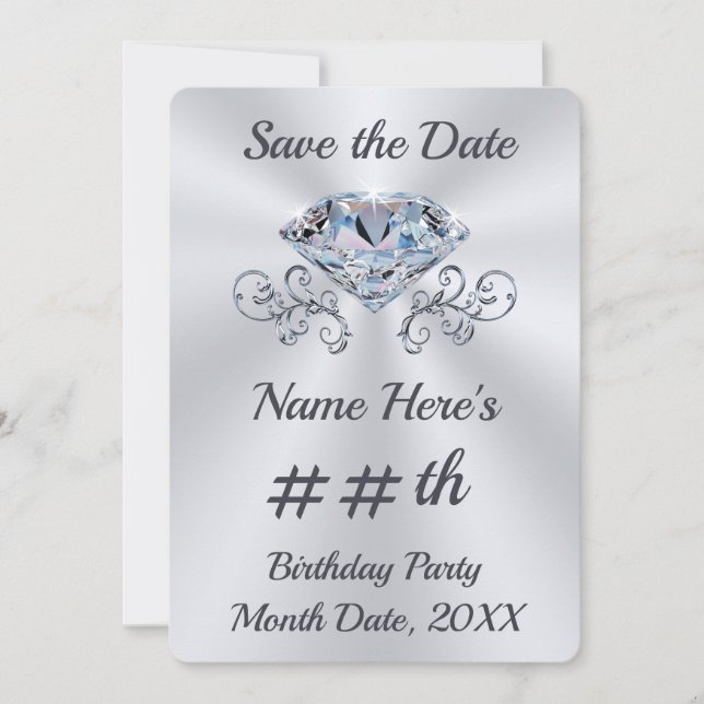 Birthday Save the Date Invitations for ANY YEAR (Front)