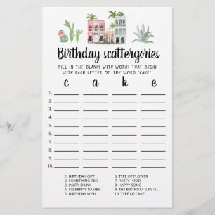 Birthday Scattergories editable game