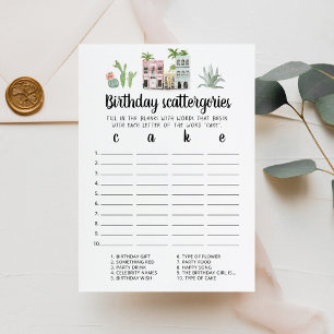 Birthday Scattergories editable game Card