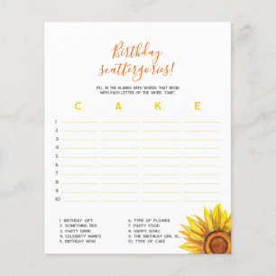 Birthday scattergories! First Birthday Game