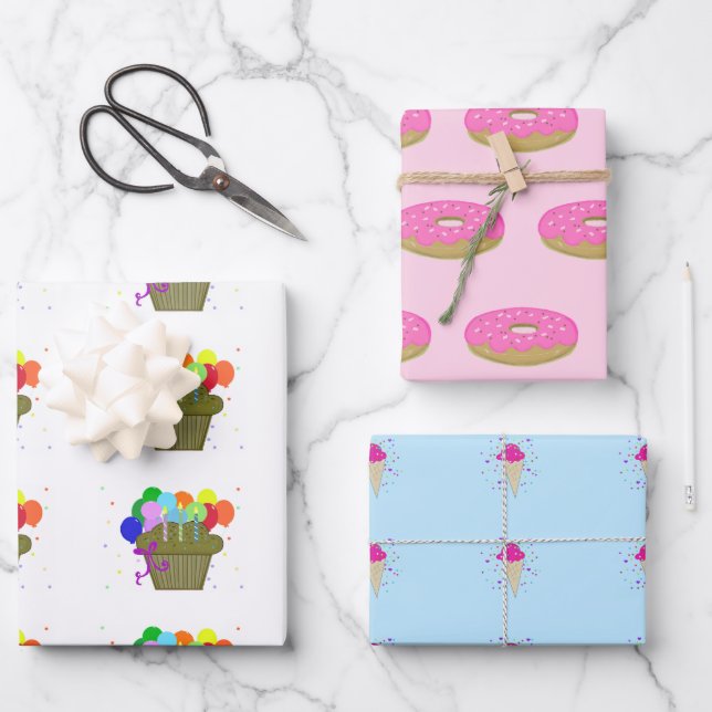 Birthday Scene Wrapping Paper Sheets (Front)