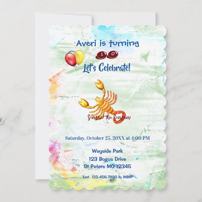 Birthday Scorpio (October 23 – November 21)  Invitation (Front)
