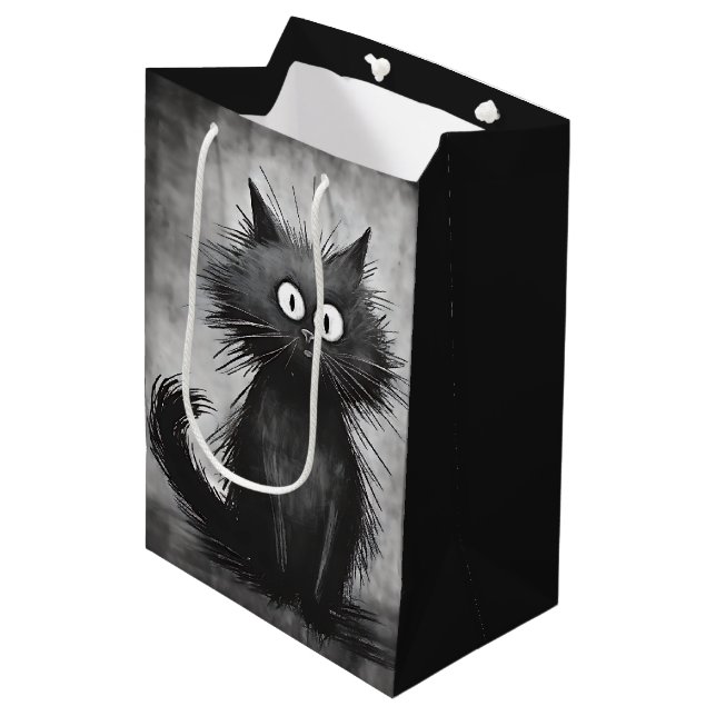 Birthday Scruffy Alley Cat Medium Gift Bag (Front Angled)
