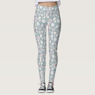 Birthday Seamless Pink, White, and Green Floral Leggings