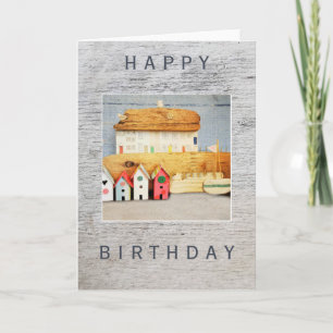 Birthday, Seaside, Driftwood, Paper houses, beach Card