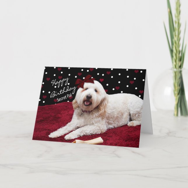 BIRTHDAY - SECRET PAL - GOLDEN DOODLE DOG CARD (Front)
