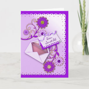 Birthday - Secret Pal - Purple/Flowers/Letter Card