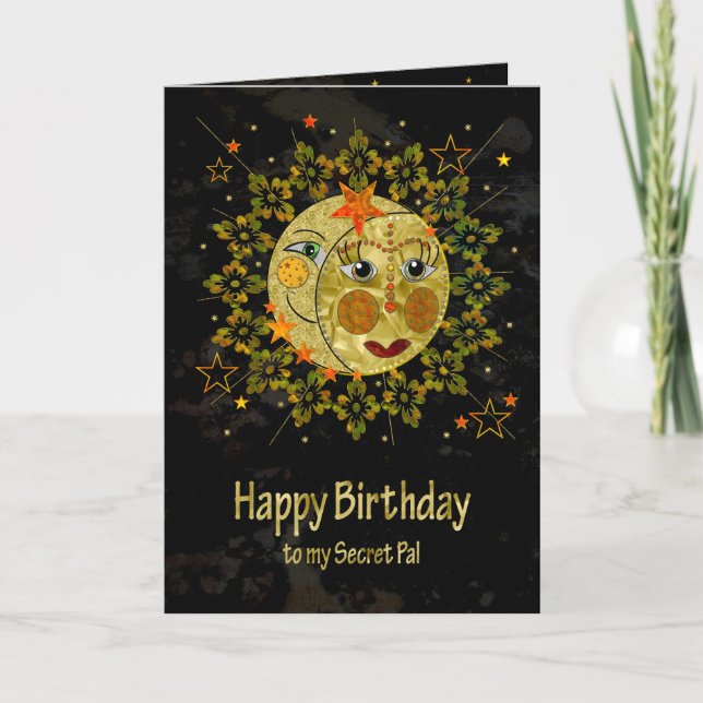 Birthday, Secret Pal, SUN, MOON, STARS, Card (Front)