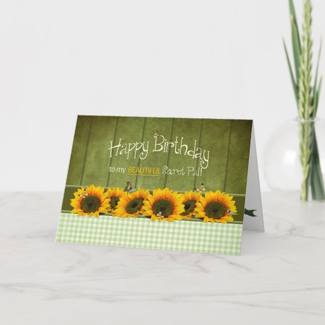 Birthday - Secret Pal - Sunflowers and butterflies Card (Front)