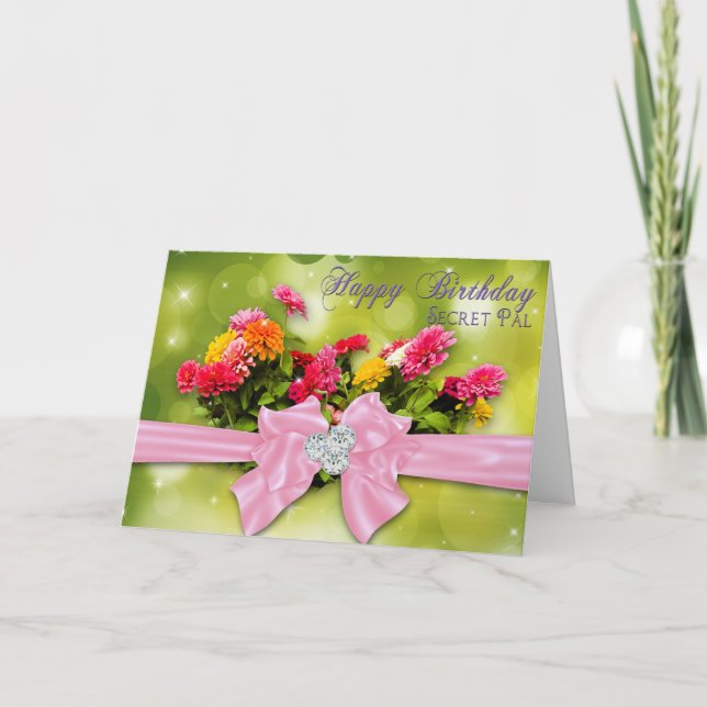 Birthday - Secret Pal -Zinnias Card (Front)