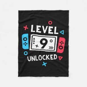 Birthday Shirt Boy Level 9 Unlocked Video Game Par Fleece Blanket